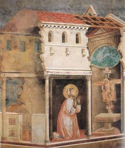 Francesco nella chiesa di san Damiano basilica superiore di Assisi